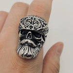 Viking Skull Stainless Steel Ring with Bandana Design