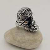 Viking Skull Stainless Steel Ring with Bandana Design