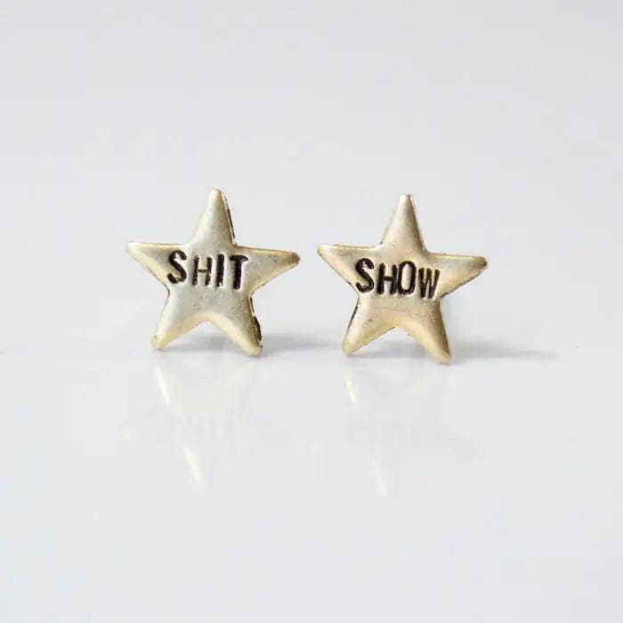 Cuss Word Dainty Hand Stamped Brass Earrings - Swear Word Fuck Earrings Perfect for Her - Handmade Gifts for Bachelorette - Free Shipping