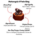 Mens V-Twin Motorcycle Engine Ring - High Quality Surgical Steel Biker Ring for Him