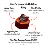 Men's Daring Silver Biker Ring with Hawk Moth Butterfly Design – Bold Statement for Risk-Takers