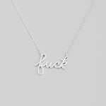 Fuck Script Necklace in Silver - 18K Gold Stainless Steel 16" Bachelorette Party Gift - Inappropriate Swear Word Jewelry Charm Minimalist