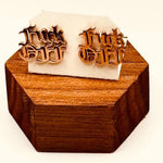 Fuck Off Earring - Old English Script Statement Jewelry - Minimalist Charm Studs - Bachelorette Gift - Free Shipping - Multiple Colors