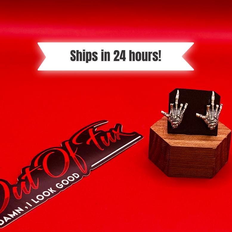 sterling silver skeleton skull hand stud earrings hypoallergenic fuck you flipping off funny sassy profanity high quality free shipping playful unique traditional jewelry intricate detailing edgy skull bones bold touch make a statement individuality hypoallergenic sterling silver high quality handmade punk gothic jewelry rebellious accessories alternative fashion statement earrings bold jewelry unique earrings sterling silver earrings sassy stud earrings bold statement jewelry