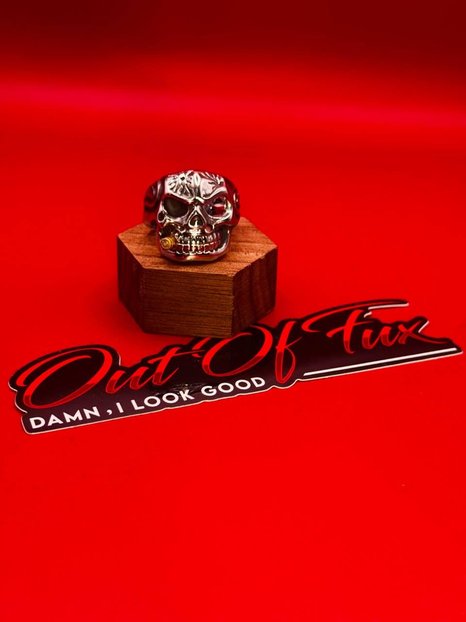 Titanium Skull Ring Premium Construction Gothic Design Statement Piece Alternative Style Jewelry Biker Fashion Collection Metal Accent Detail Motorcycle Culture Essential Gold Plated Band Quality Craftsmanship Punk Rock Aesthetic Mens Gift