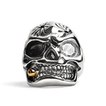 Skull Biker Ring Titanium Band Gothic Design Metal Accent Motorcycle Gift for Men Statement Jewelry Alternative Style Punk Accessory for Him