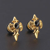 Mens Gothic Body Jewelry Stud Fleur de Lis Accent Black Opal Surgical Steel Tragus Piercing Silver Stud Man Gift for Him Alternative Jewelry
