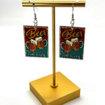Funny Beer Earrings for Women Craft Jewelry Aluminum Hook Drink Accessory Pub Sign Acrylic Piece Festival Gift Brewery Charm Steel Hook