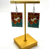 Funny Beer Earrings for Women Craft Jewelry Aluminum Hook Drink Accessory Pub Sign Acrylic Piece Festival Gift Brewery Charm Steel Hook