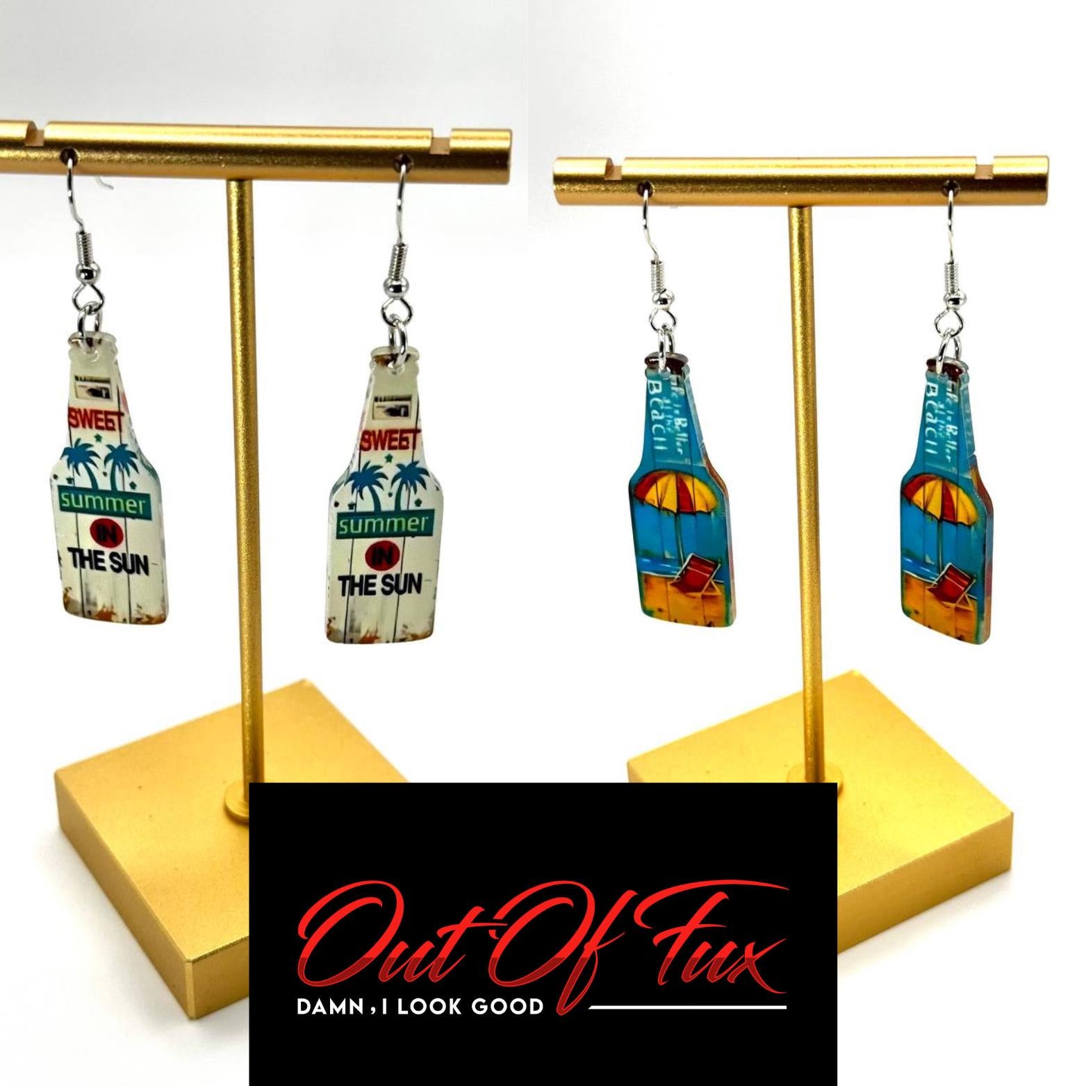 Summer Vacation Beer Bottle Acrylic Earrings - Cute Funny Drop Earrings for Women, Beach Accessory, Gift Idea, Free Shipping