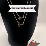 Fuck Script Necklace in Silver - 18K Gold Stainless Steel 16" Bachelorette Party Gift - Inappropriate Swear Word Jewelry Charm Minimalist