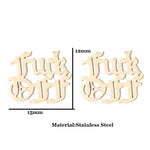 Fuck Off Earring - Old English Script Statement Jewelry - Minimalist Charm Studs - Bachelorette Gift - Free Shipping - Multiple Colors