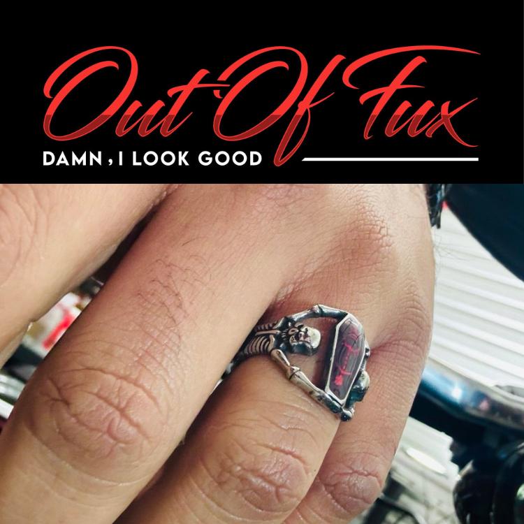 Bold Coffin Skeleton Stainless Steel Ring with Red Stone - Perfect for Bikers and Motorcycle Enthusiasts