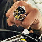 Men's Sombrero Biker Ring 18K Gold Plated Heavy Stainless Steel Chunky Mexican Bold Ring for Him - Free Shipping