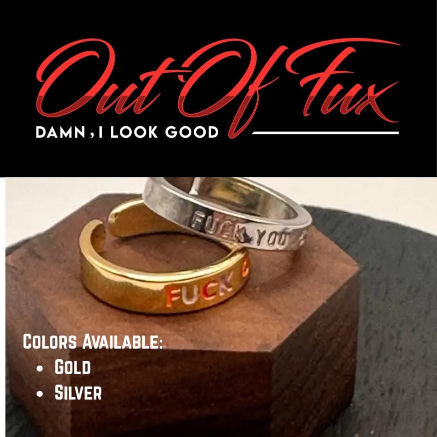 Fuck You Fuck Off Statement Rings - Colorful Inappropriate Jewelry for Her - Gold Silver Cuss Word Ring - Free Shipping