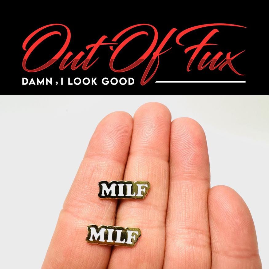 MILF Gold and White Stainless Steel Stud Earrings for Her - Feminine Strong Statement Earrings - Inappropriate Funny Earrings Free Shipping