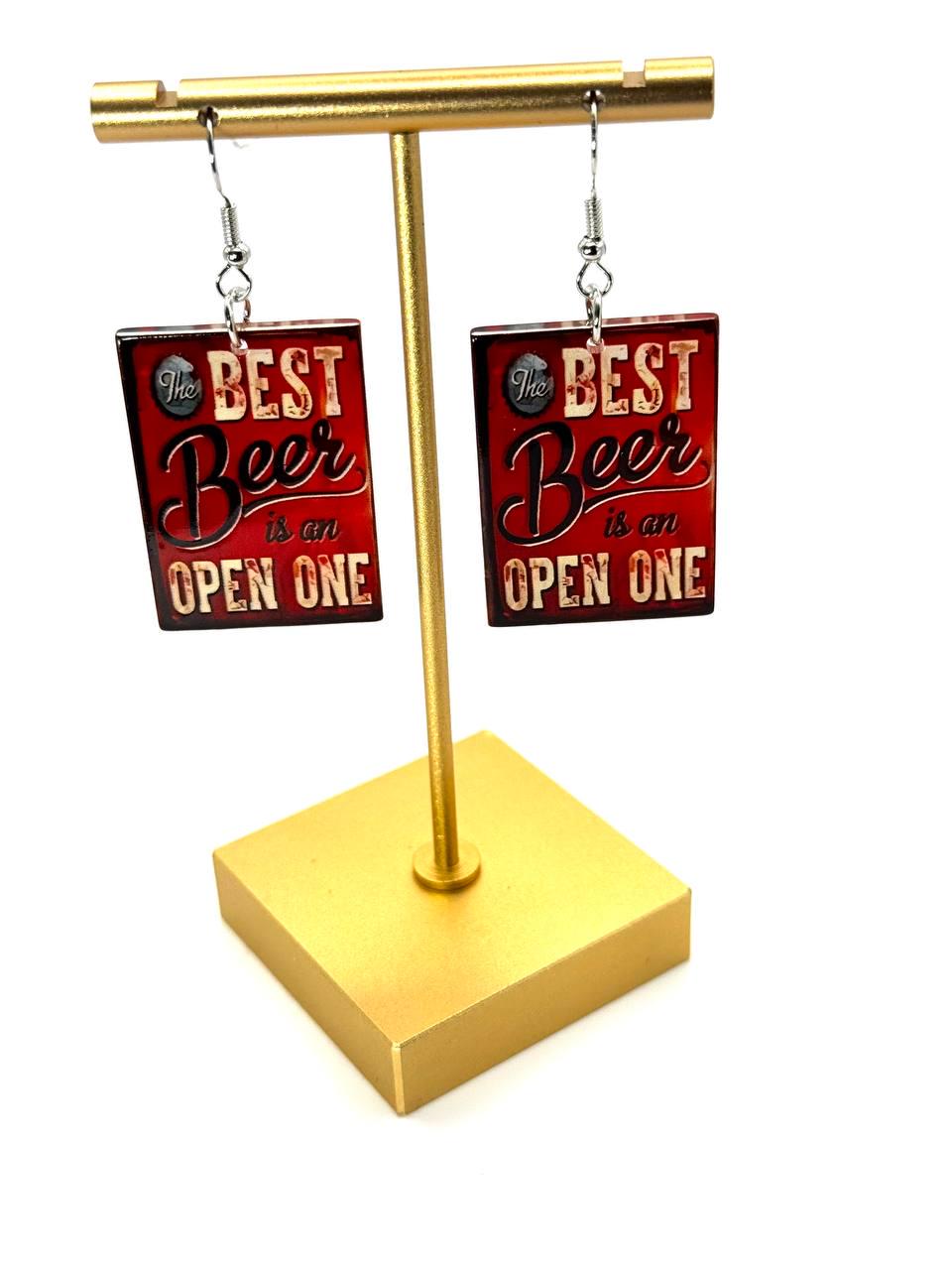 Funny Beer Earrings for Women Craft Jewelry Aluminum Hook Drink Accessory Pub Sign Acrylic Piece Festival Gift Brewery Charm Steel Hook