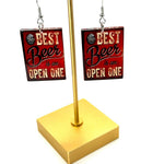 Funny Beer Earrings for Women Craft Jewelry Aluminum Hook Drink Accessory Pub Sign Acrylic Piece Festival Gift Brewery Charm Steel Hook