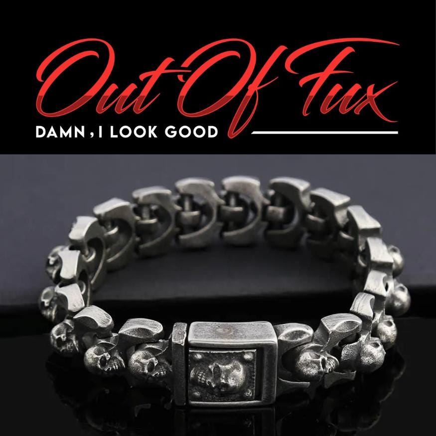 Mens Biker Bracelet Harley Davidson High Quality Gift for Him Skull Stainless Steel Heavy Chunky Bracelet for Dad with Fast Free Shipping