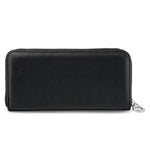 Premium Gothic Wallet Black Leather Design Alternative Fashion Collection Biker Style Accessory Metal Accent Details Card Organization System Multiple Storage Options Interior Zipper Pocket Fashion Statement Piece Daily Carry Essential Rock