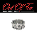 Stainless Steel Ring Design Modern Industrial Style Band Men Fashion Jewelry Chain Design Metal Band Statement Piece Masculine Ring Bold