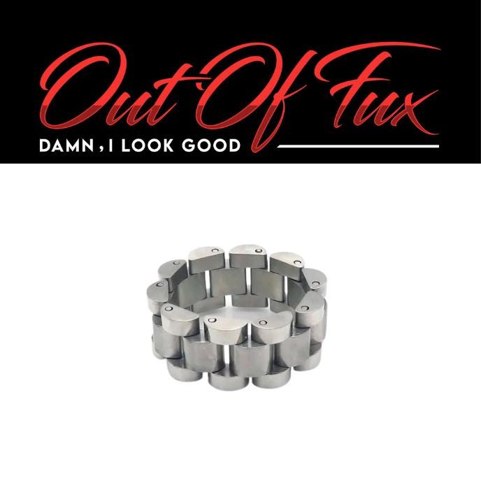 Stainless Steel Ring Design Modern Industrial Style Band Men Fashion Jewelry Chain Design Metal Band Statement Piece Masculine Ring Bold