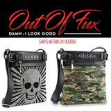 Camo Crossbody Bag for Concert Fashion Accessory for Women Gothic Style Punk Rock Biker Girl Fashion Trend Military Look Steam Punk Edgy