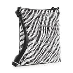 Zebra Print Rhinestone Crossbody Bag: Faux Leather Chain Handbag