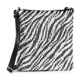 Zebra Print Rhinestone Crossbody Bag: Faux Leather Chain Handbag