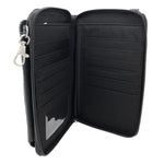 Leather Skull Crossbody Wallet: Goth Biker Purse with Rhinestones and Studs