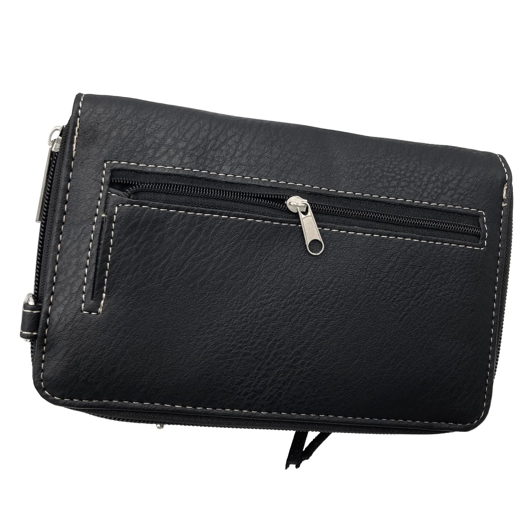 Leather Skull Crossbody Wallet: Goth Biker Purse with Rhinestones and Studs