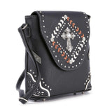 Western Crossbody Purse: Faux Leather Cowgirl Bag with Cross and Studs