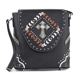 Western Crossbody Purse: Faux Leather Cowgirl Bag with Cross and Studs