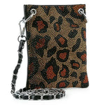 Fashion Forward Crossbody Bag Animal Print Design Phone Storage Essential Chain Strap Detail Rhinestone Accent Pattern Evening Style Statement Compact Size Construction Interior Organization Zipper Security Stylish Party Ready Accessory