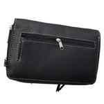 Biker Fashion Accessory Gothic Skull Design Storage Wallet Premium Construction Black Leather Material Rhinestone Accent Details Phone Card Organization System Quilted Pattern Style Alternative Fashion Statement Dark Aesthetic Collection