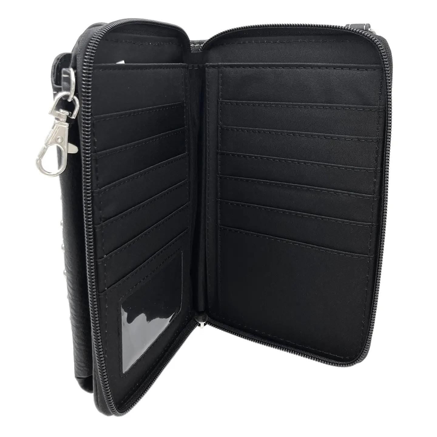 Tooled Leather Crossbody Bag for Women: Western Phone Holder Purse with Card Clots and Cowgirl Motif