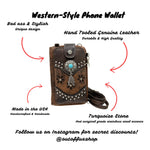 Tooled Leather Crossbody Bag for Women: Western Phone Holder Purse with Card Clots and Cowgirl Motif