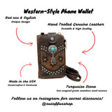 Tooled Leather Crossbody Bag for Women: Western Phone Holder Purse with Card Clots and Cowgirl Motif