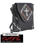 Western Crossbody Purse: Faux Leather Cowgirl Bag with Cross and Studs