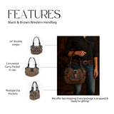 Brown & Black Western Handbag: Handmade Everyday Cowgirl Purse with Buckle and Dual Straps