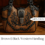 Brown & Black Western Handbag: Handmade Everyday Cowgirl Purse with Buckle and Dual Straps