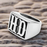 Men's Silver Gold Motorcycle Ring with HD MC Details in Gold Silver Dark Silver