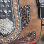 Brown & Black Western Handbag: Handmade Everyday Cowgirl Purse with Buckle and Dual Straps
