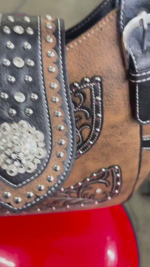 Brown & Black Western Handbag: Handmade Everyday Cowgirl Purse with Buckle and Dual Straps