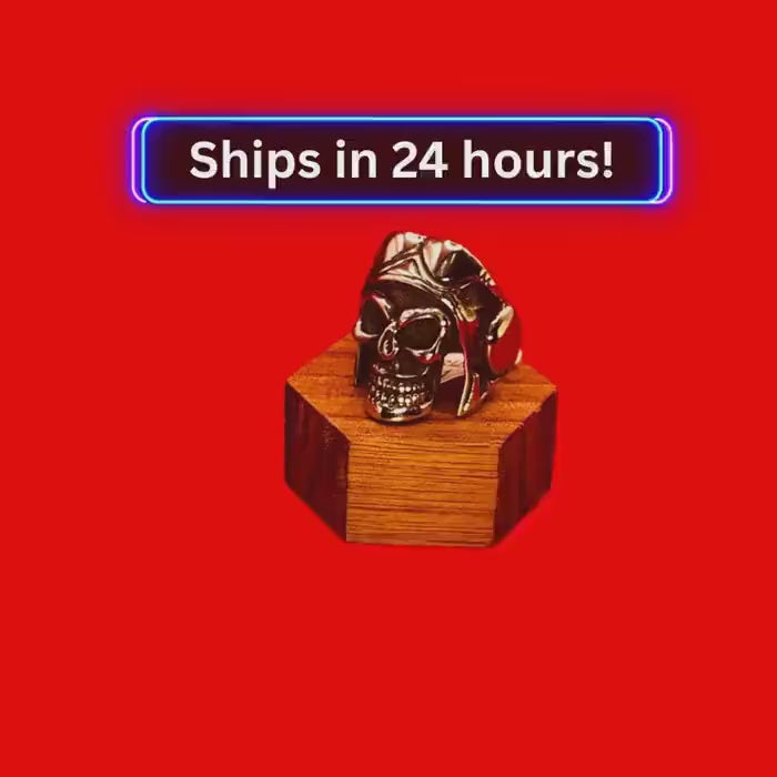 Mens Biker Ring Aviator Pilot Skull Statement Ring Harley Davidson Gifts Retro Style for Him Antique Large Guy Ring with Fast Free Shipping