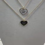 Fuck Off Candy Heart Charm Necklace - Brass Pendant 16" Chain Multiple Colors Gifts for Women Womens Jewelry Fast Free Shipping Valentines