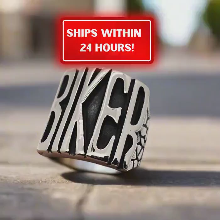 Mens BIKER Ring HD MC Motorcycle Mens Ring Gifts for Him Punk Alternative Rocker Metal Stainless Steel Titanium  Free Fast Shipping