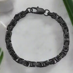 Mens Black Byzantine Bracelet - High Quality Durable Biker Gift, Punk & Rock Style, Bold Design, Fast Free Shipping