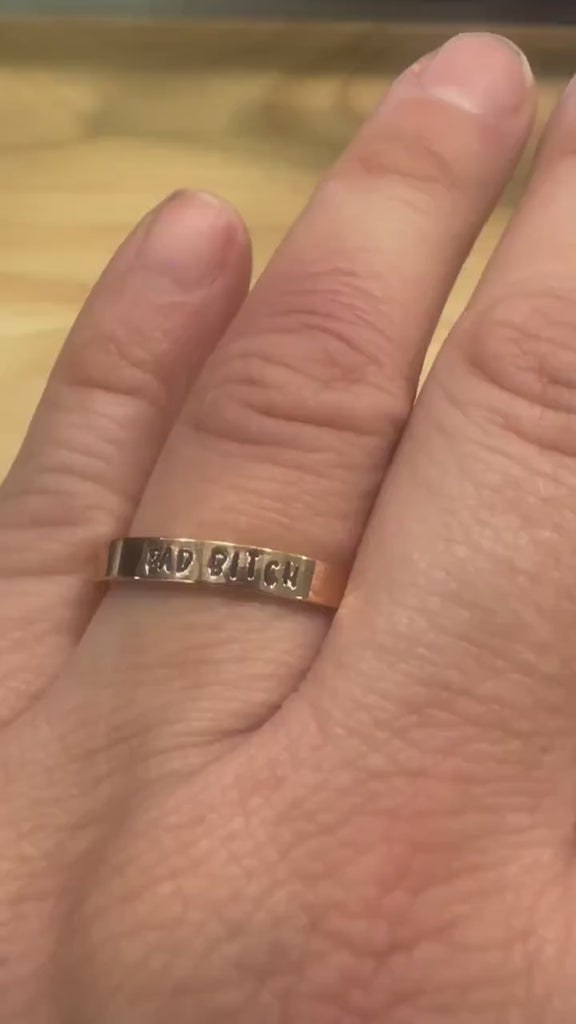 Bad Bitch Hand Stamped Hand Made Rose Gold Ring for Women Stainless Steel Swear Word Funny Unique Jewelry Gifts For Her Fast Free Shipping