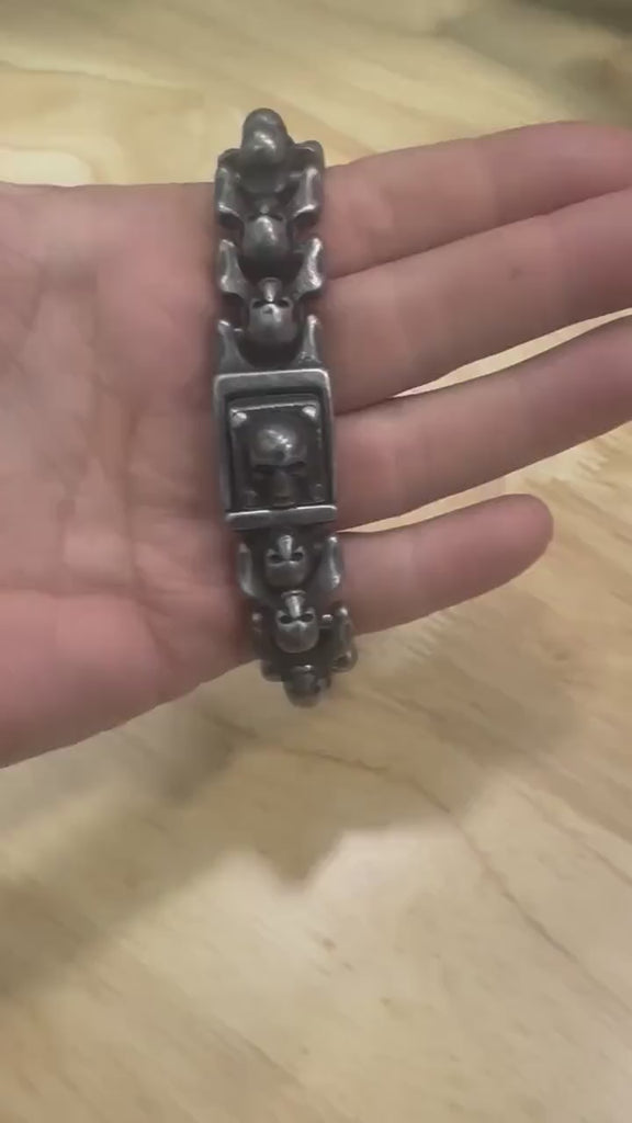 Mens Biker Bracelet Harley Davidson High Quality Gift for Him Skull Stainless Steel Heavy Chunky Bracelet for Dad with Fast Free Shipping